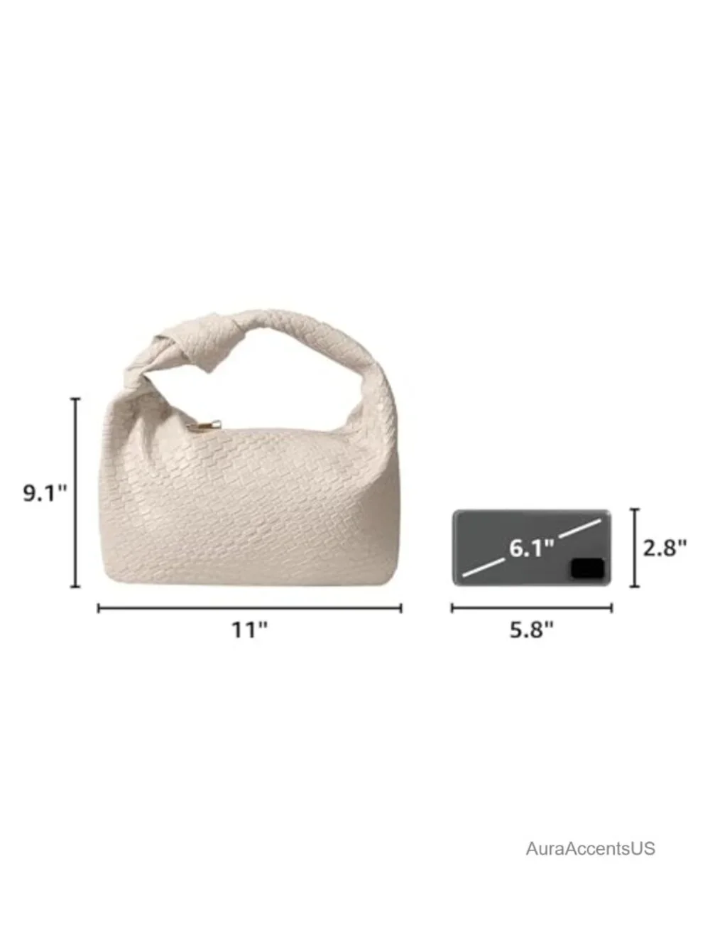 Woven Hobo Bag for Women Knot Strap Handbags Faux Leather Dumpling Clutch